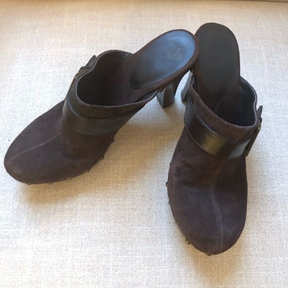 Bandolino Divara Clog Heels Brown Suede 8 - Picture 2 of 6